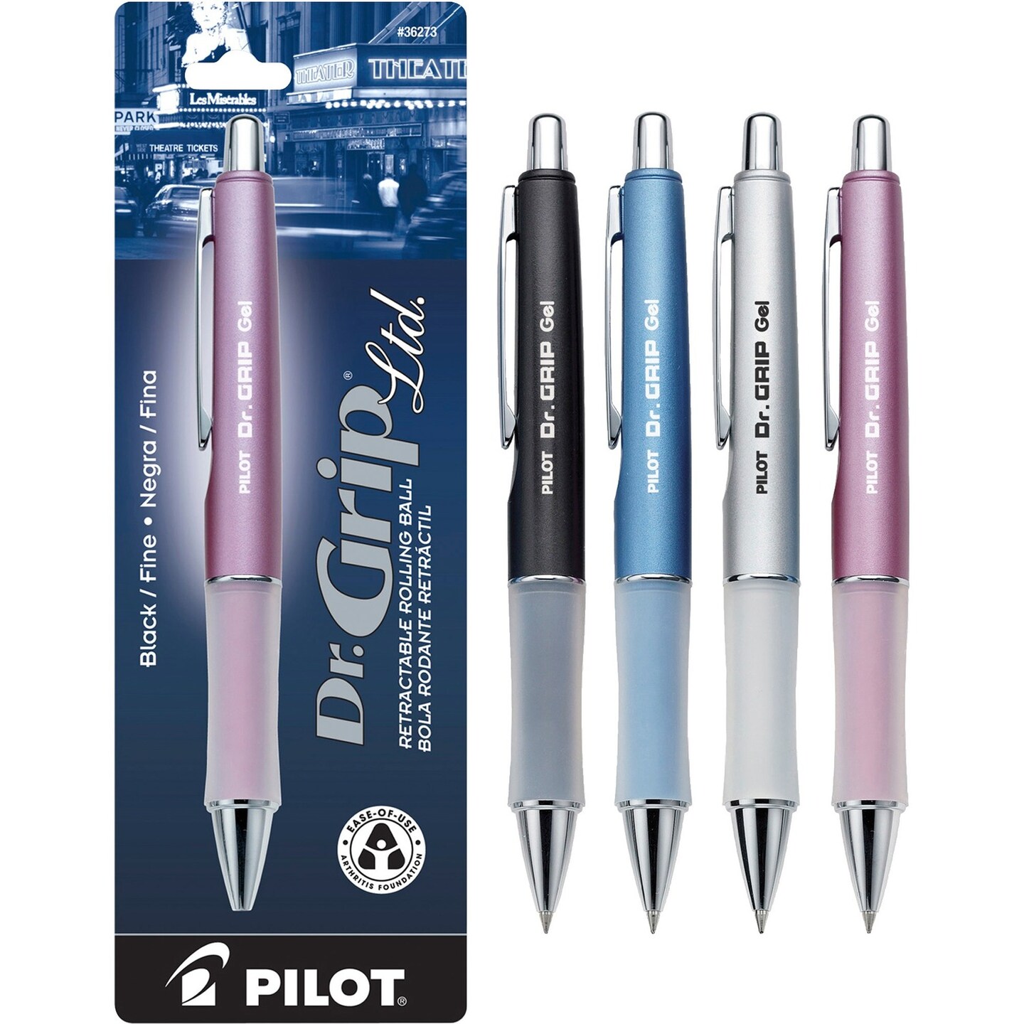 Pilot Retractable Gel Pen, Black Ink/Assorted Barrel