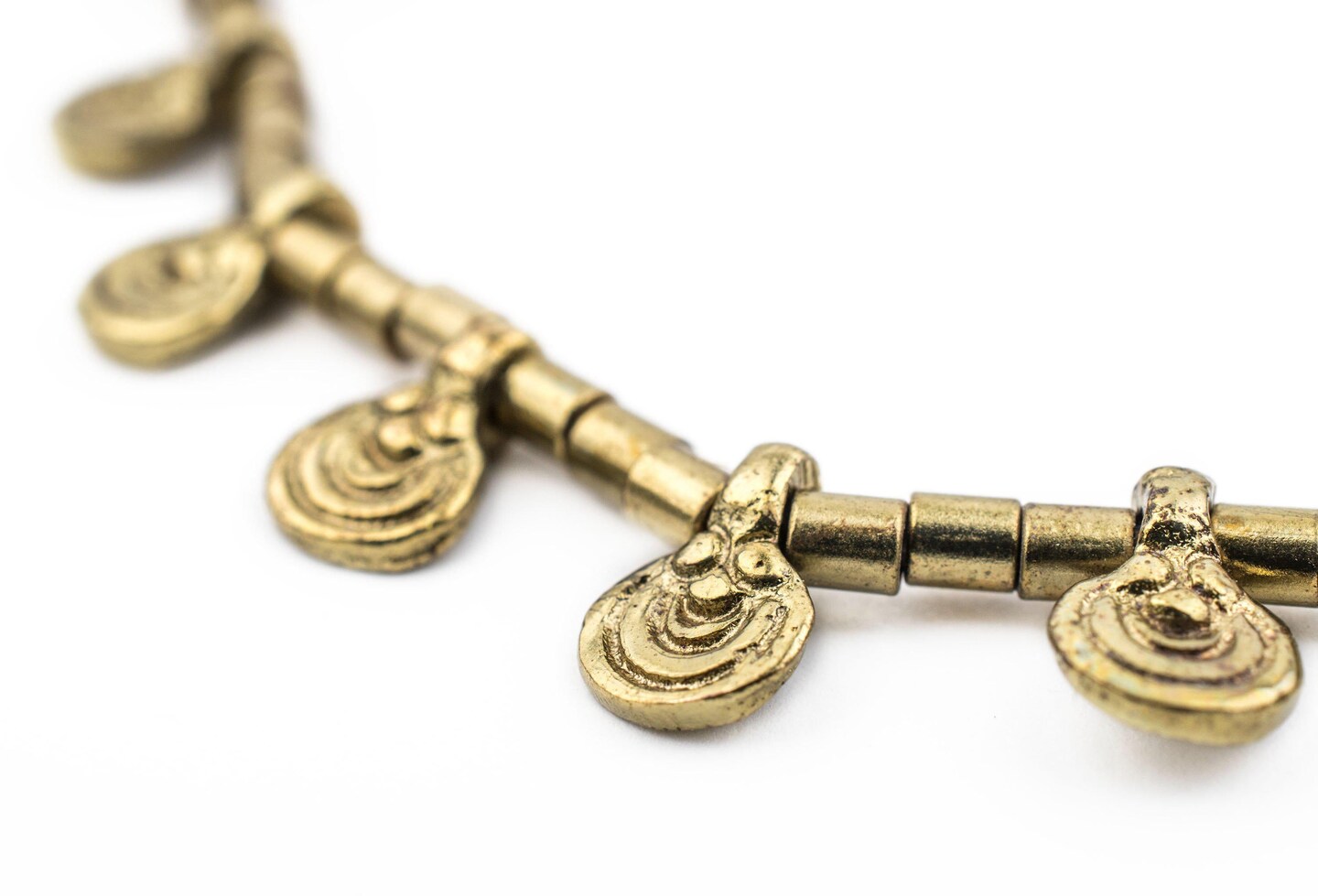 TheBeadChest Gold Mini Baule Charm Beads Double Strand Necklace 7mm Unusual Brass Large Hole 25-30 Inch Strand