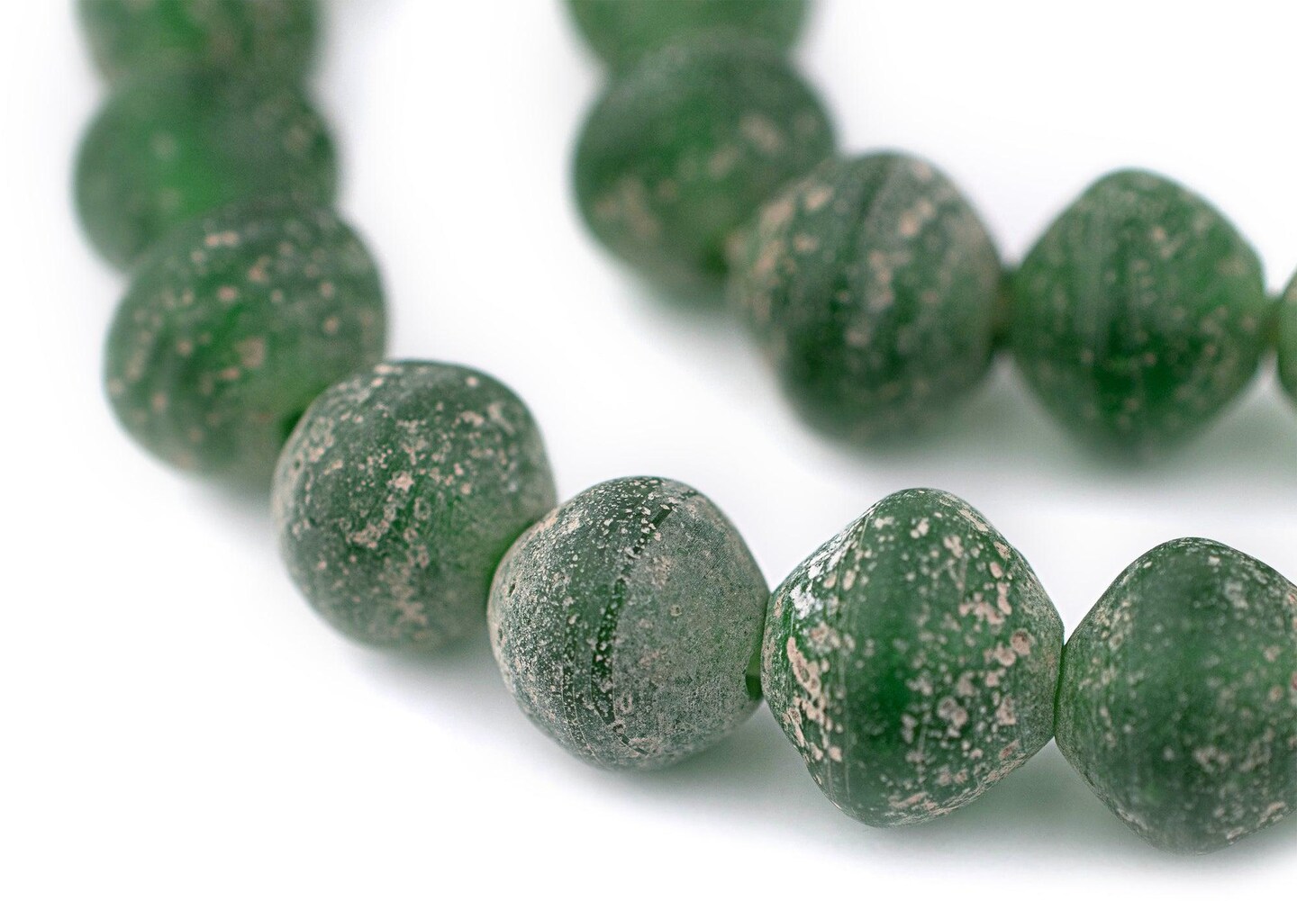 TheBeadChest Green Ancient Style Bicone Java Glass Beads (15mm)