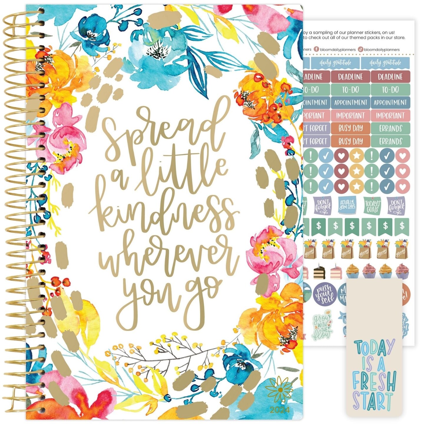 bloom daily planners 2024 Soft Cover Planner, 5.5&#x22; x 8.25&#x22;, Spread Kindness