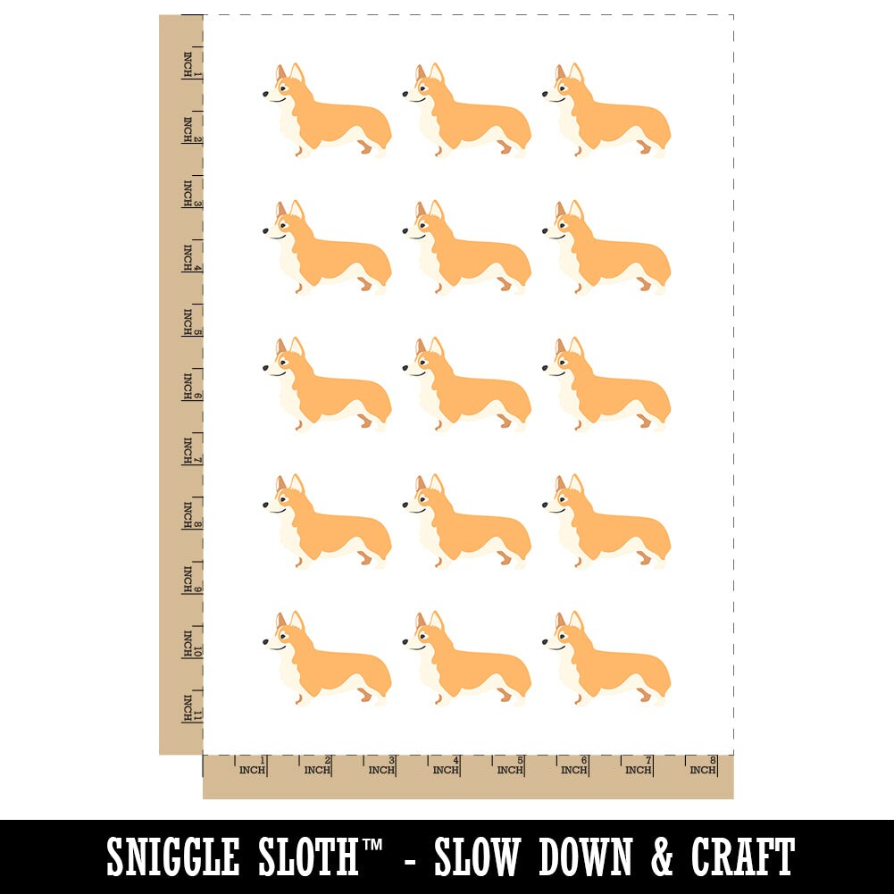 Pembroke Welsh Corgi Dog Solid Temporary Tattoo Water Resistant Fake Body Art Set Collection (1 Sheet)