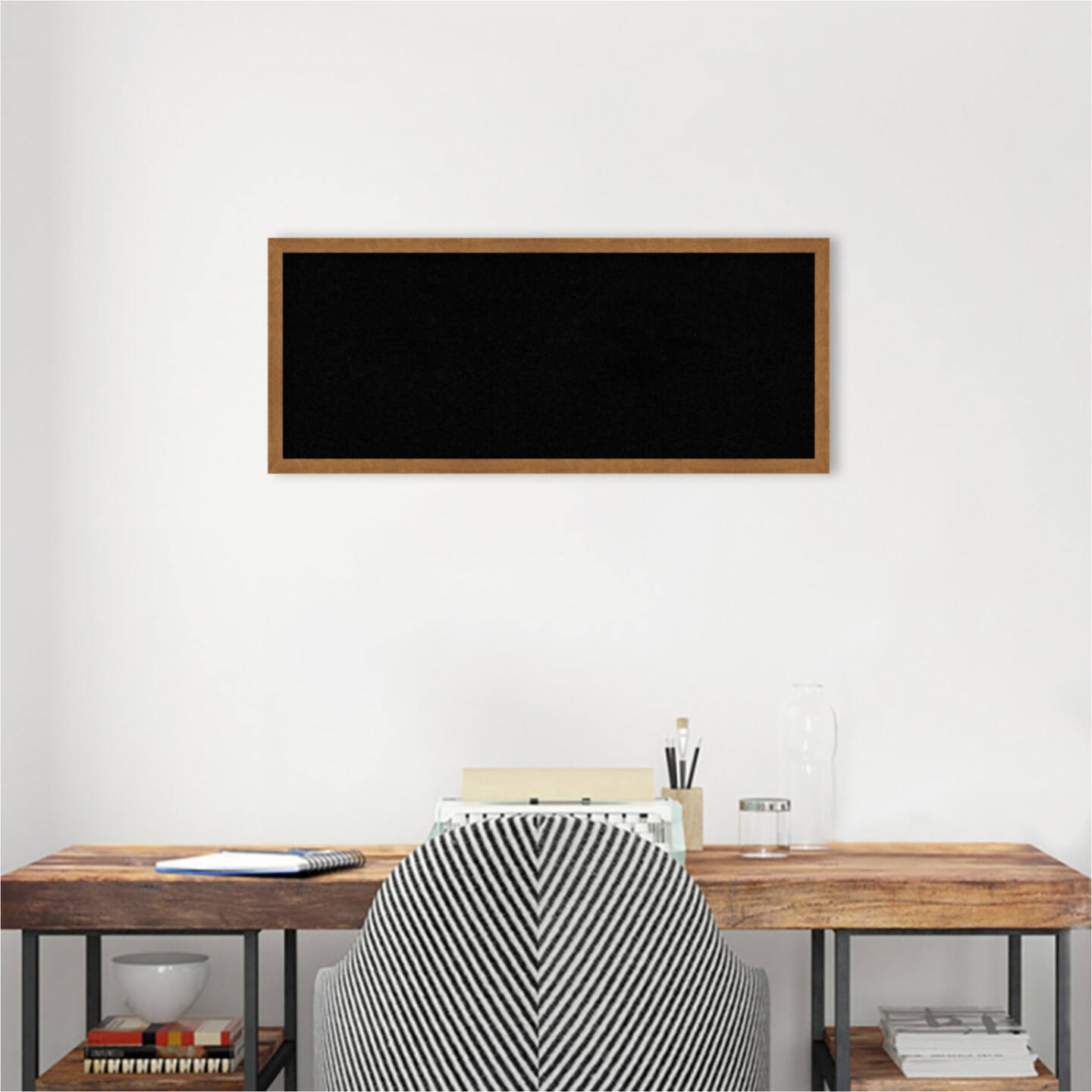 Carlisle Narrow Wood Framed Corkboard, Black Cork