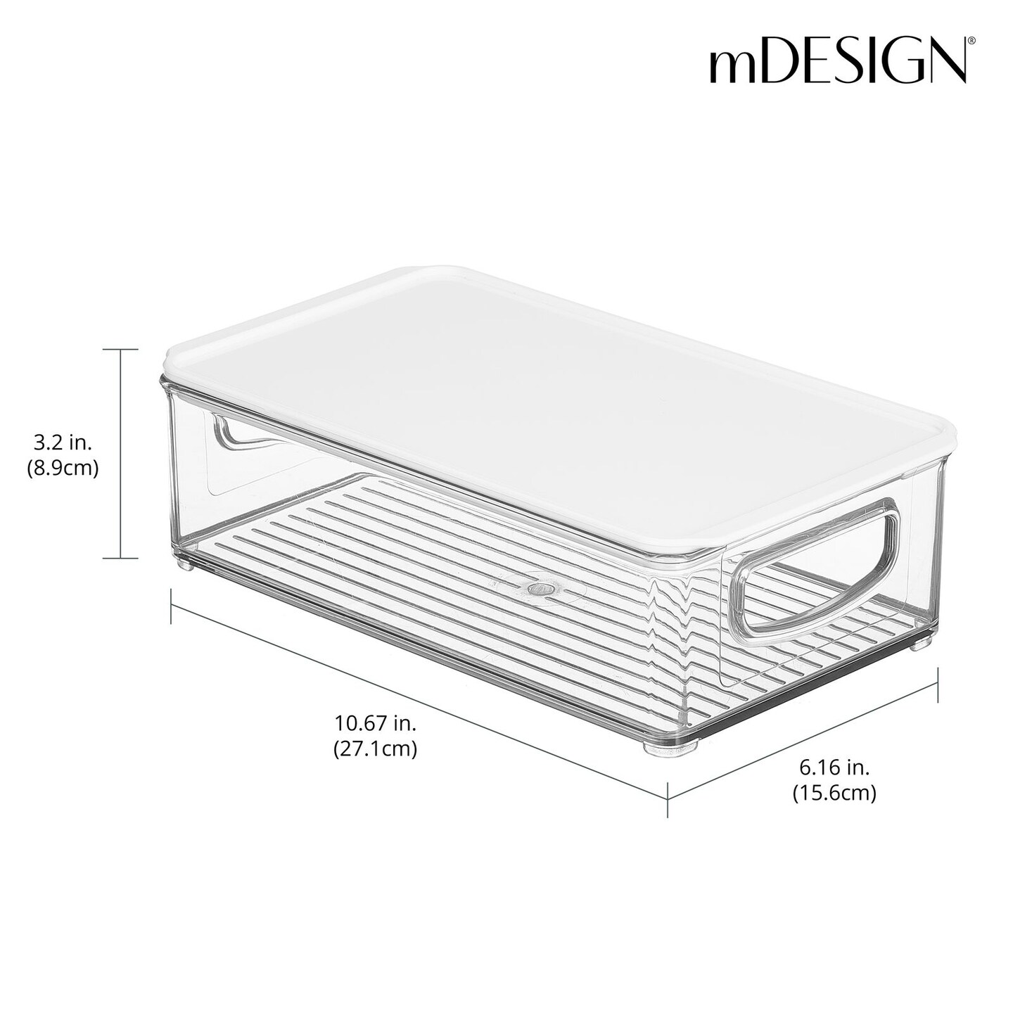 mDesign Plastic Deep Kitchen Storage Bin Box, Lid/Handles