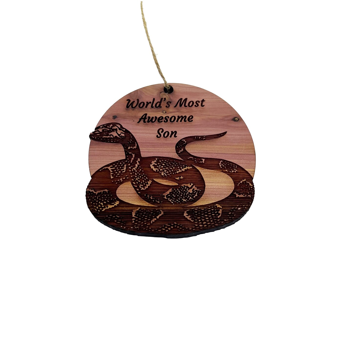 Worlds Most Awesome Son Snake - Cedar Ornament Worlds Most Awesome Son Snake - Cedar Ornament