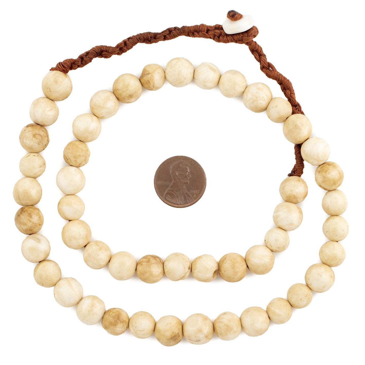 Naga Conch Shell Beads - Full Strand of Genuine Natural Ocean Seashell Beads from Nepal - The Bead Chest (Round 10mm, Vintage)