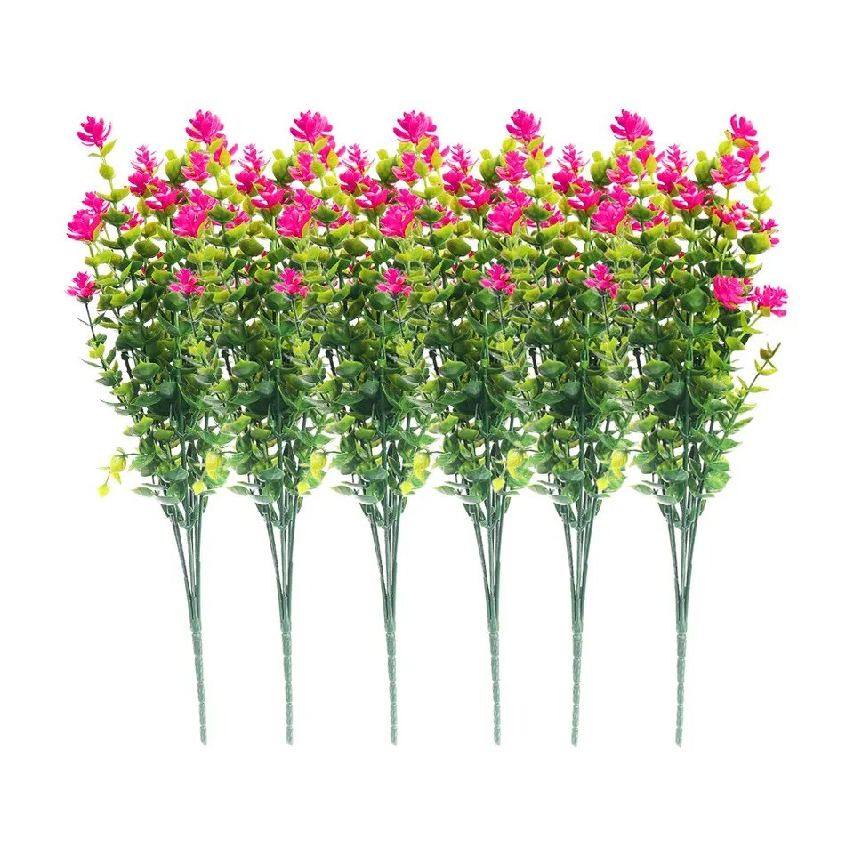 Bundles Artificial Flowers Plastic Fake Plants UV Resistant Home In Outdoor