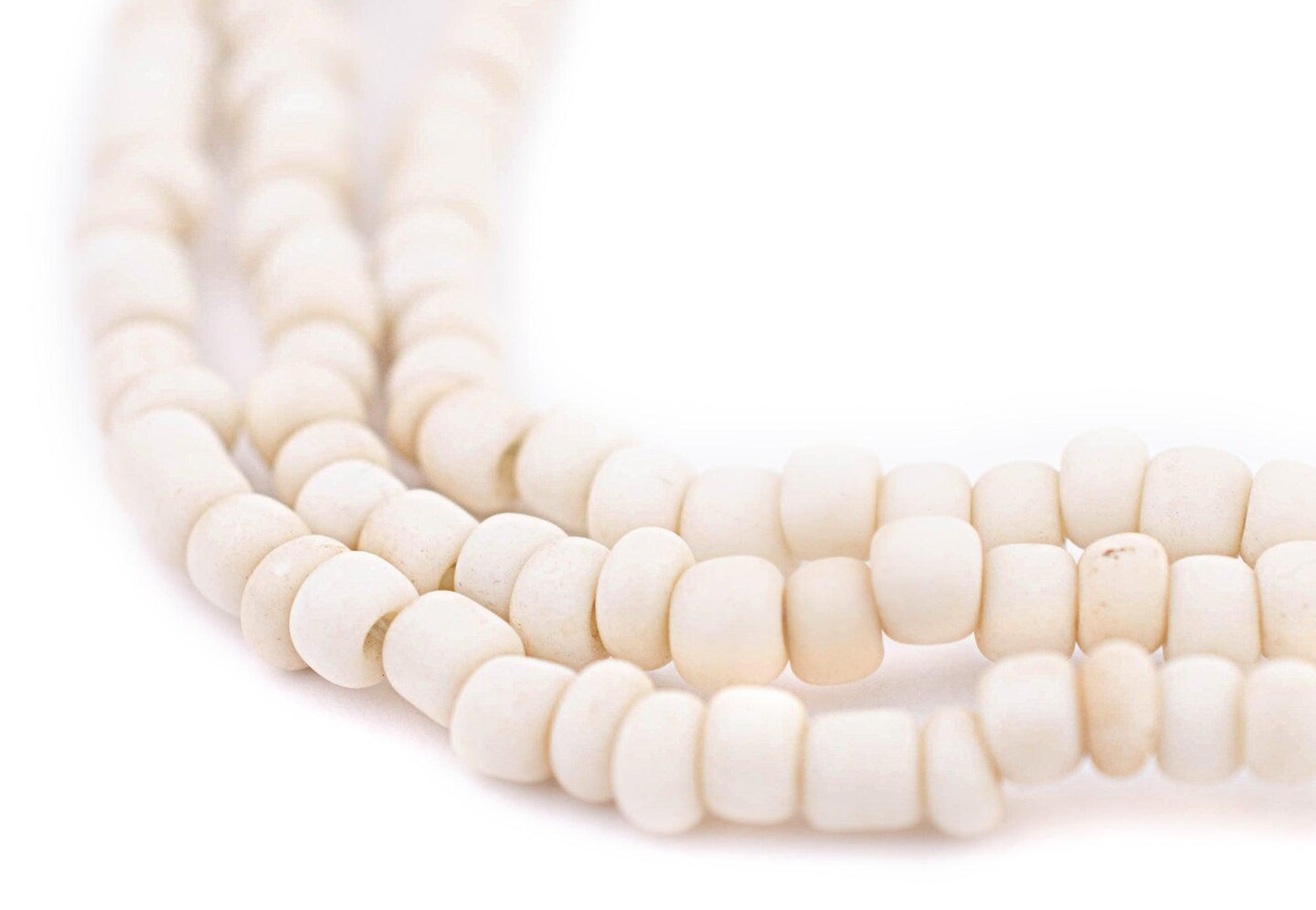 TheBeadChest Vintage-Style White Java Glass Seed Beads (4mm, 48&#x22; Strand)