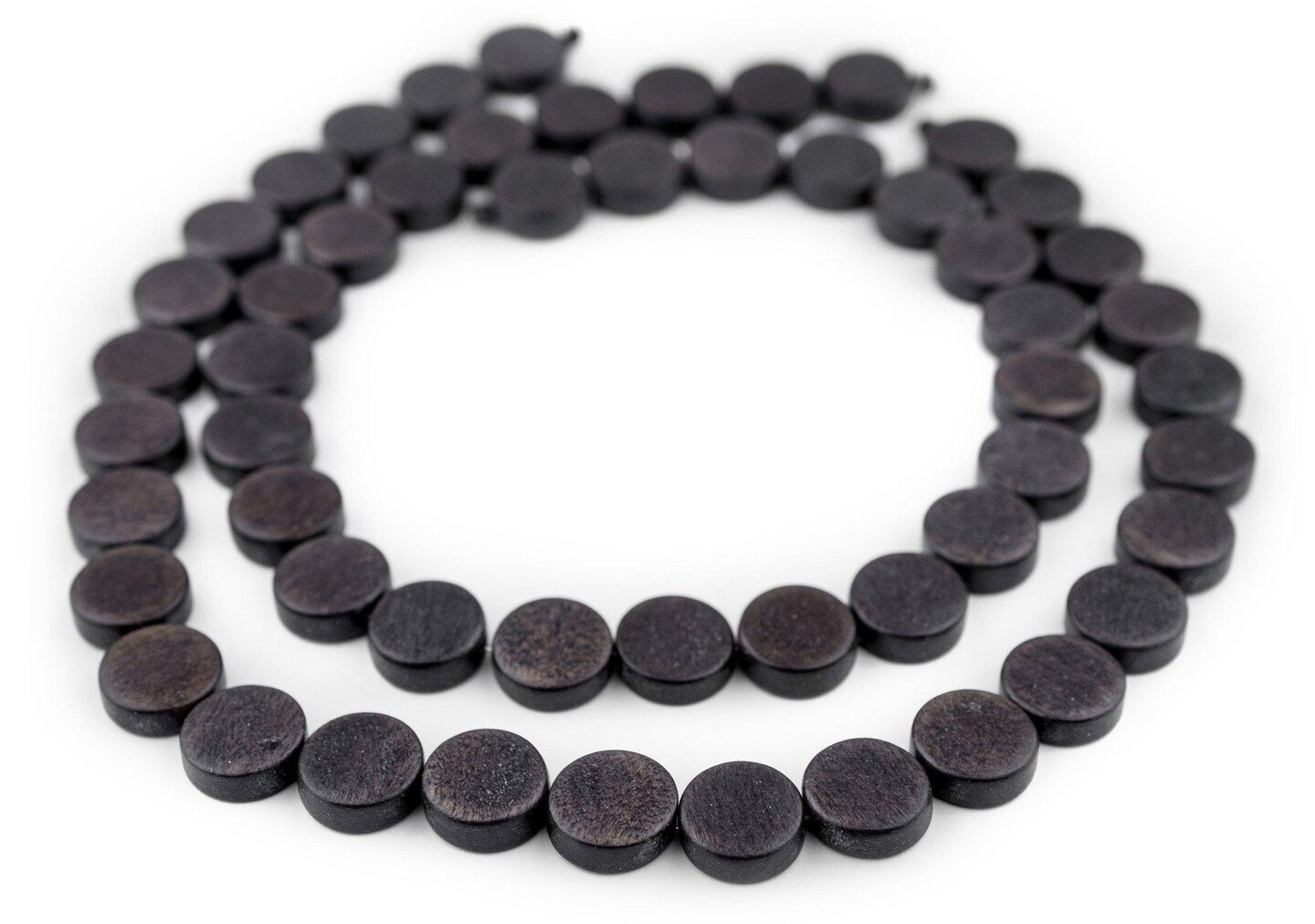 TheBeadChest Dark Grey Circular Natural Wood Beads (15x15mm): Organic Eco-Friendly Wooden Bead Strand for DIY Jewelry, Crafts, Necklace and Bracelet Making