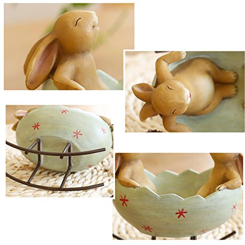 Laughing Bunny Rabbits Rocking in an Easter Egg Cradle Spring Easter Decoration Vintage Rustic Country Bunnies Rabbit Figurine Statue (Bunnies in a Cradle)