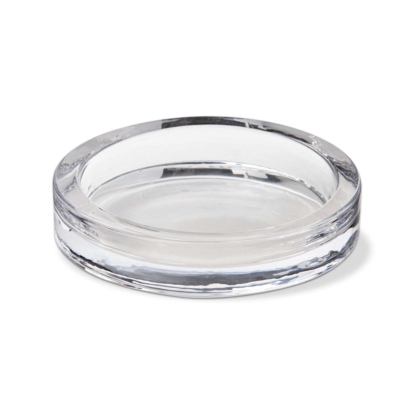 Radiance Small Glass Pillar Plate Candle Holders Set Clear Everyday Decor 0.78 in H x 3.7 in Dia