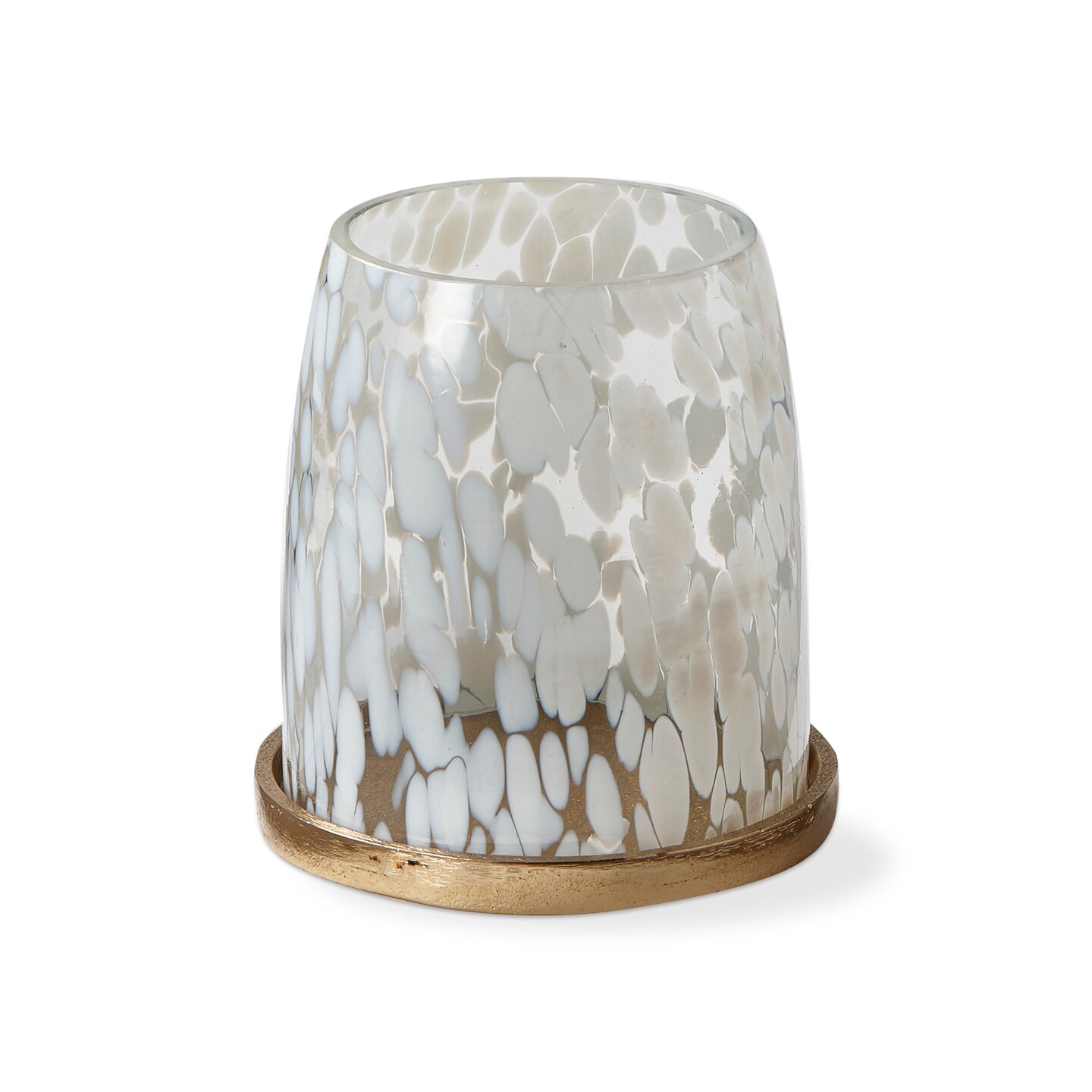 White Confetti Glass Hurricane Pillar Candle Holder Small 5.0L x 5.0W x 5.0H inches