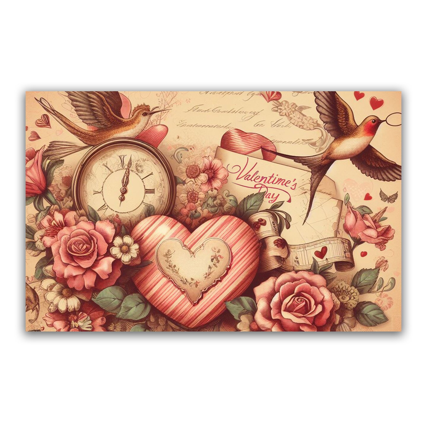 Valentine&#x27;s Collage Wooden Postcard