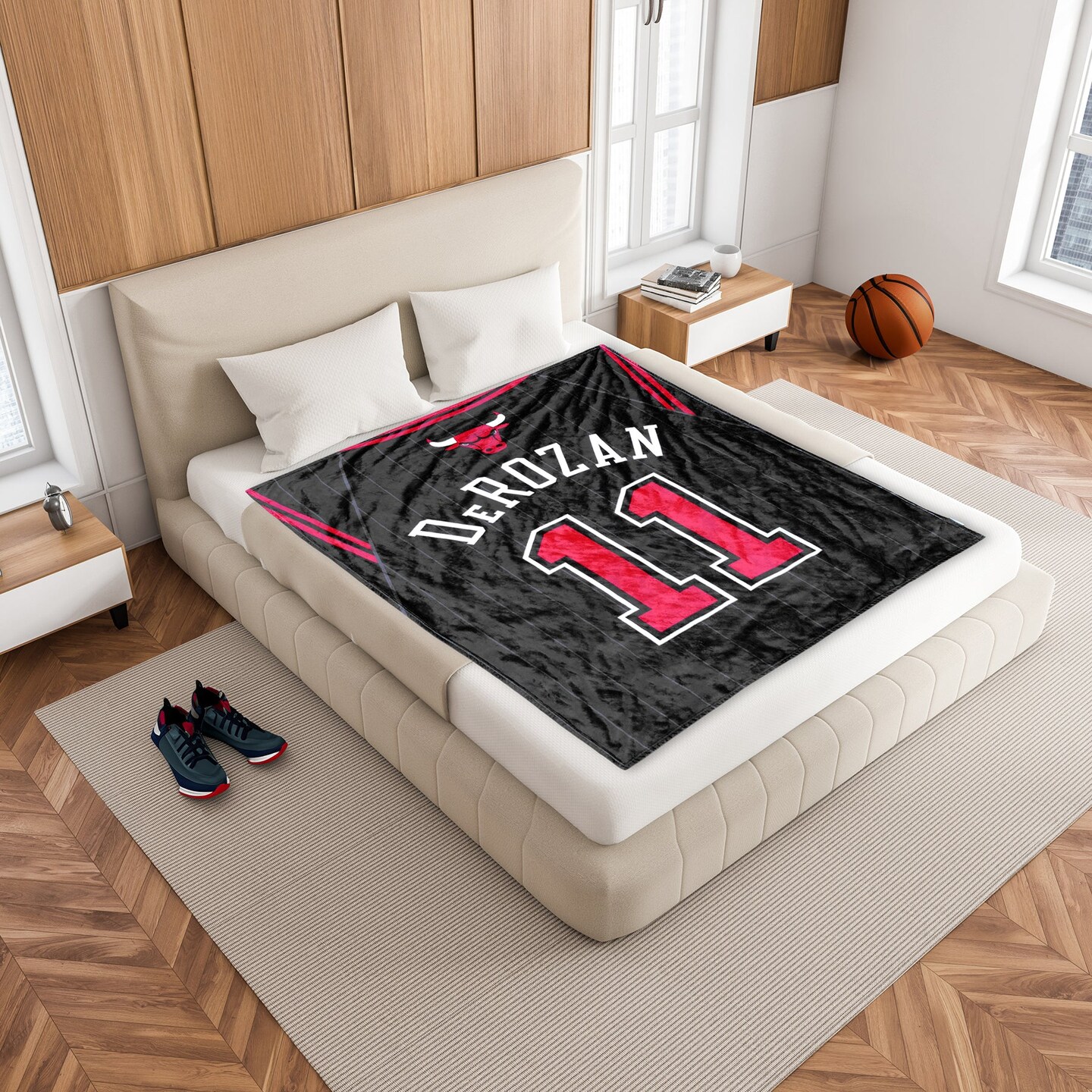 Sleep Squad Chicago Bulls DeMar DeRozan 60&#x201D; x 80&#x201D; Raschel Plush Jersey Basketball Blanket