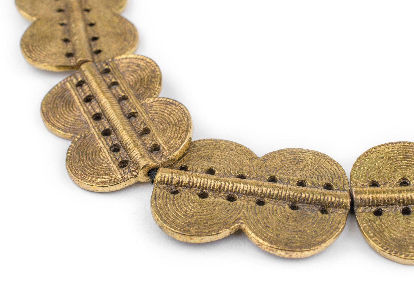 TheBeadChest Brass Baule Beads, African Tribal Brass-Plated Flat Tabular Ethnic Ivory Coast Jewelry Making Supplies for Necklaces and Bracelets