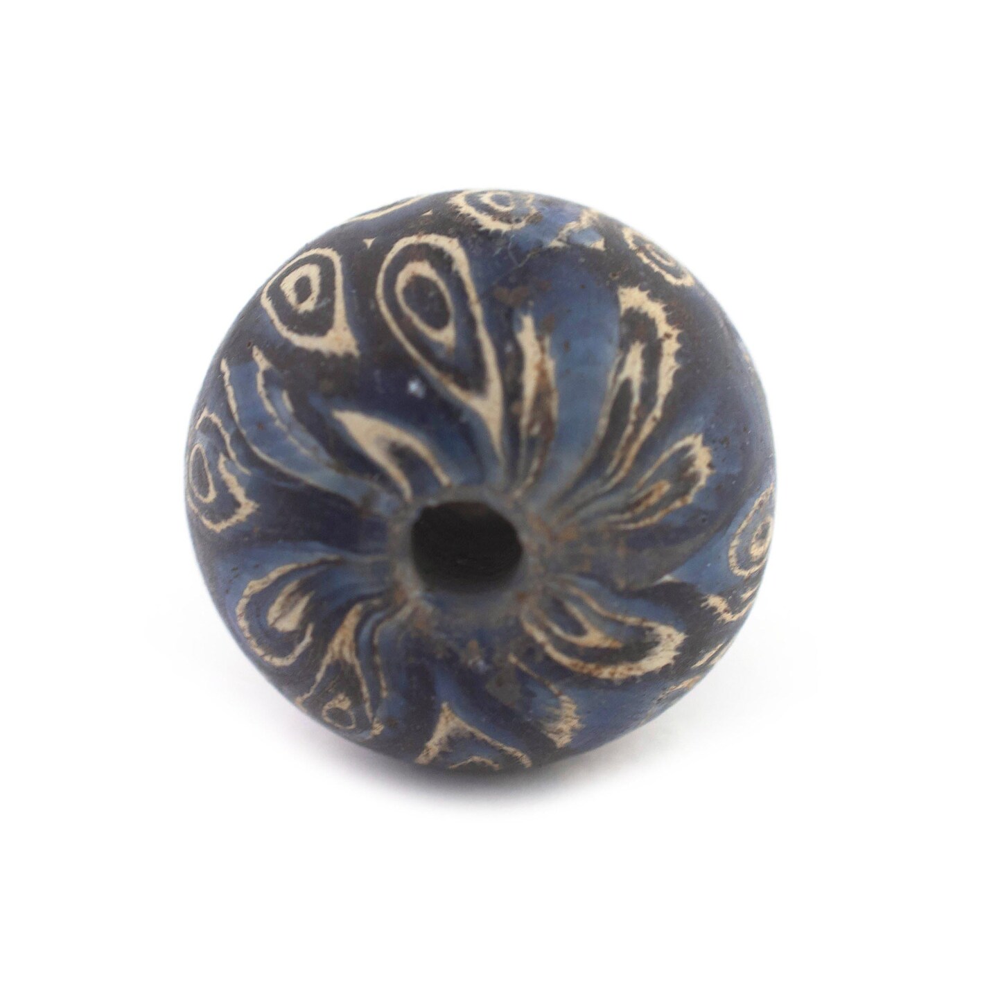 TheBeadChest Blue Antique-Style Java Eye Glass Bead (Single Bead, 20mm)