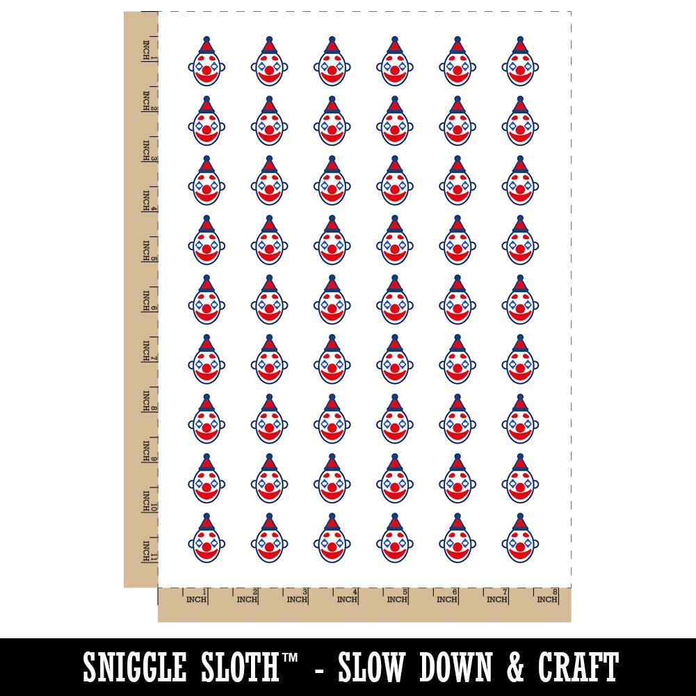 Classic Clown Head Circus Carnival Temporary Tattoo Water Resistant Fake Body Art Set Collection (1 Sheet)