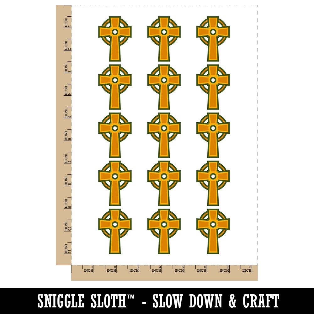 Celtic Cross Simple Outline Temporary Tattoo Water Resistant Fake Body Art Set Collection (1 Sheet)
