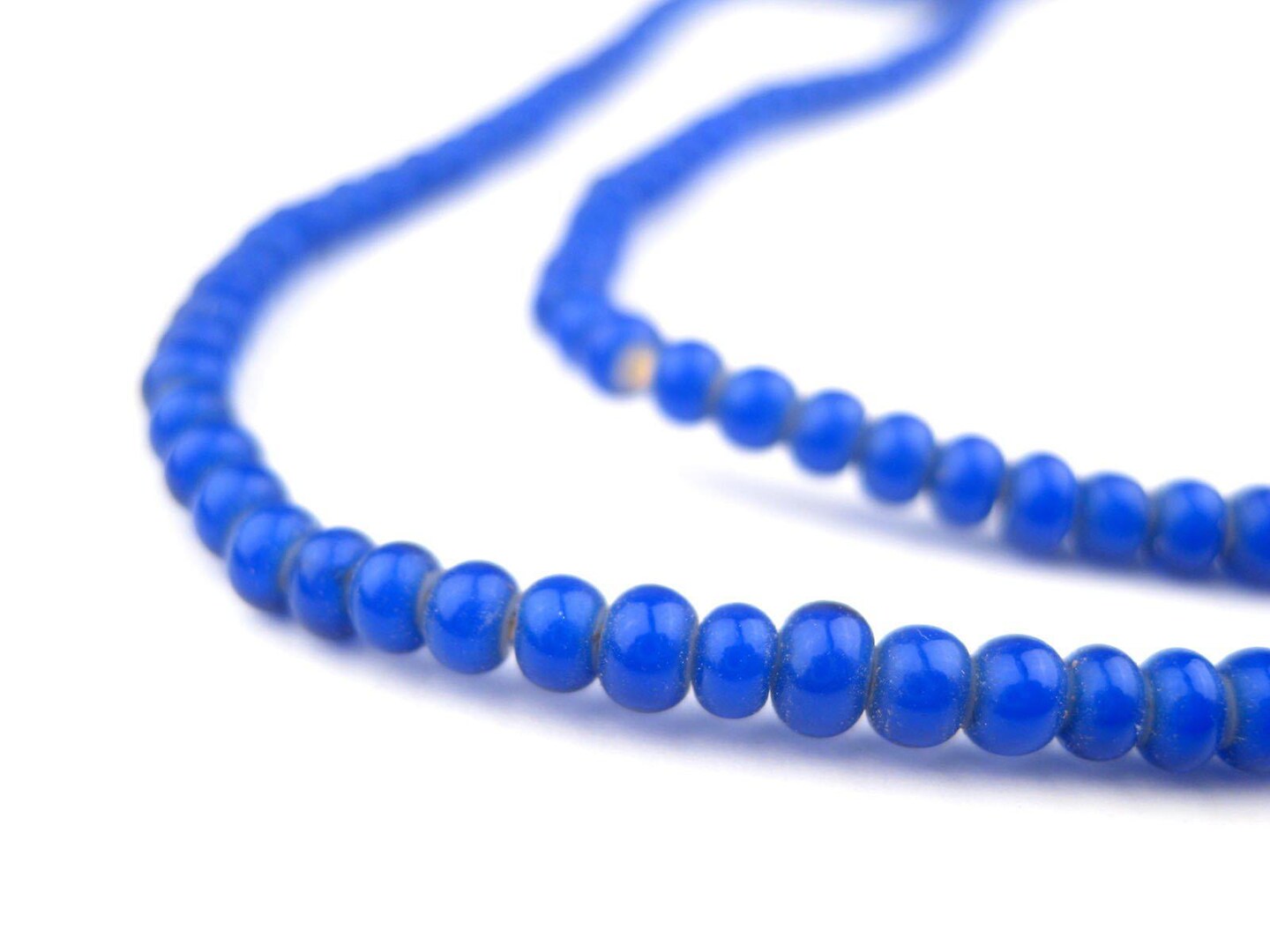 White Heart Beads - Full Strand of Glass African Trade Beads - The Bead Chest (3mm, Navy Blue)