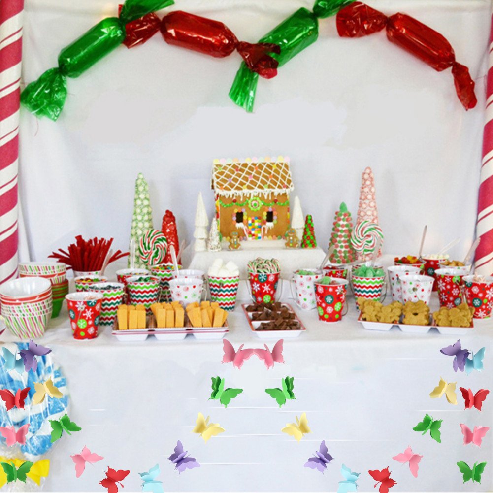 Butterfly Banner Decorative Paper Garland for Wedding, Baby Shower, Birthday & Theme Decor 110 Inches Long Set of 2 Pieces Mix Color