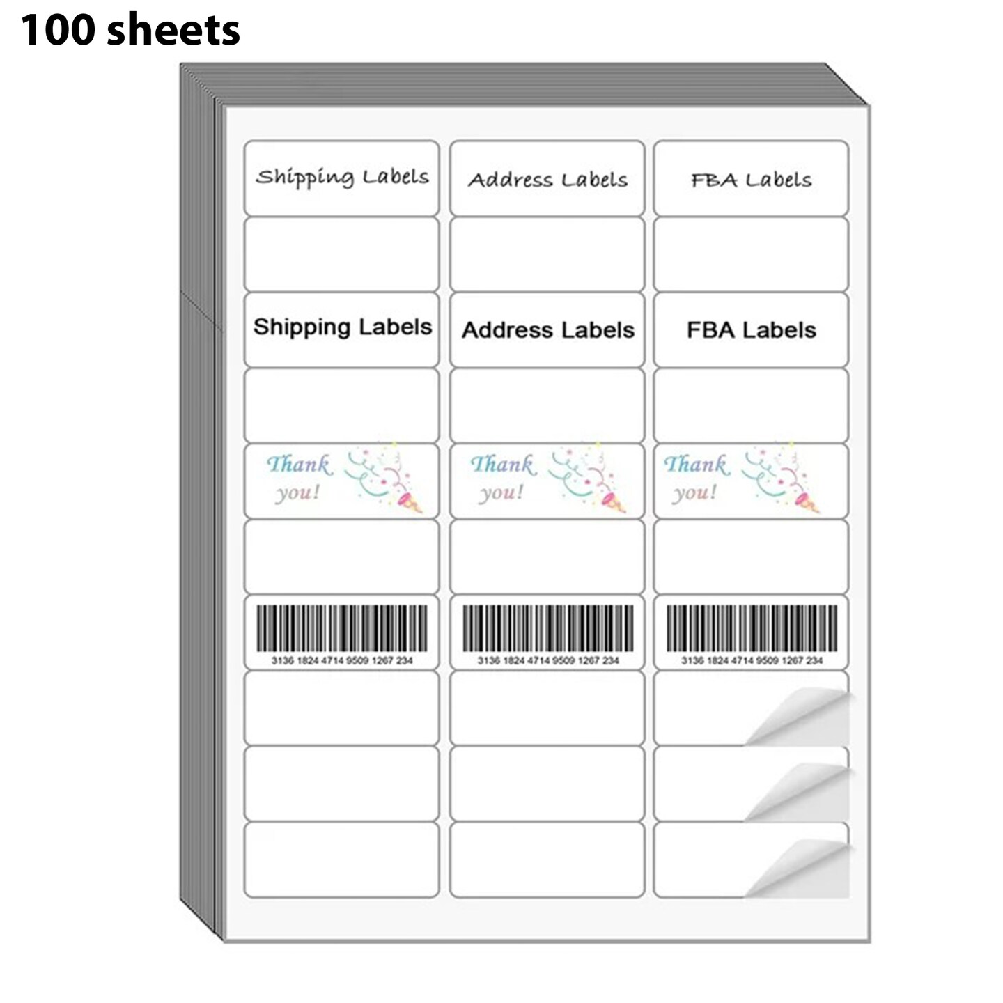 Mailing Address Labels for Laser/Inkjet Printer 1&#x22; x 2 5/8&#x22;  White