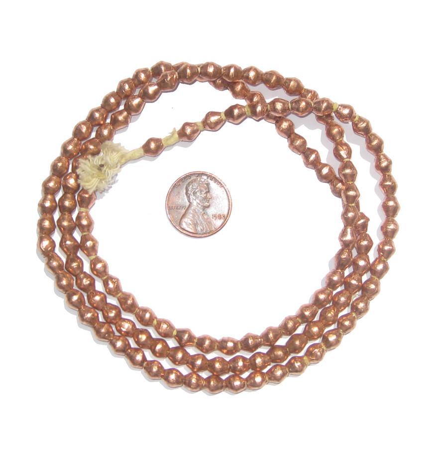 Copper Bicone Beads - Full Strand of Ethiopian Metal Beads - The Bead Chest (6 x 5mm, Copper)