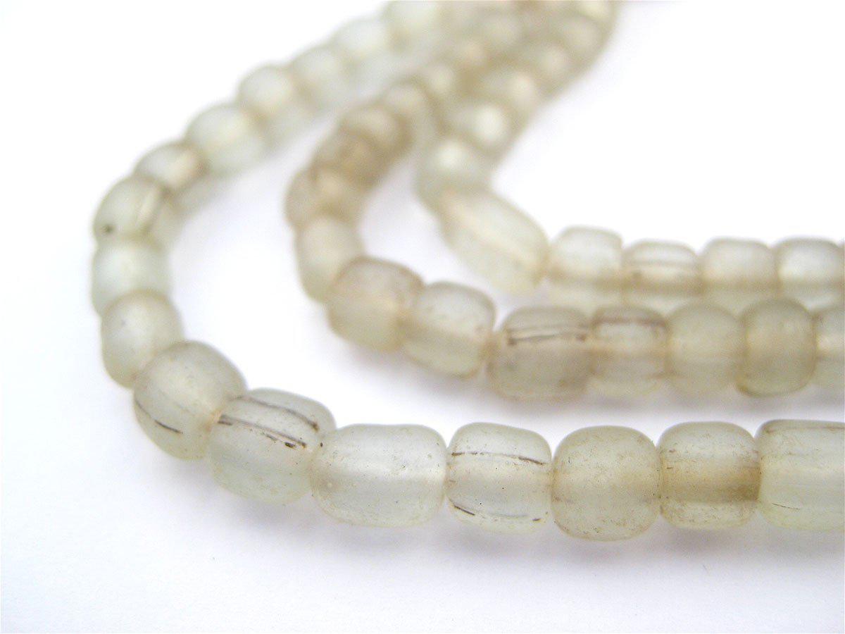 TheBeadChest Indonesian Glass Beads, Small Java Bali 4mm Spacers Jewelry Making Supplies for Necklaces, Bracelets, DIY Crafts (Clear)