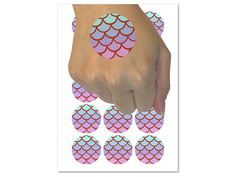 Mermaid Dragon Fish Scales Circle Temporary Tattoo Water Resistant Fake Body Art Set Collection (1 Sheet)