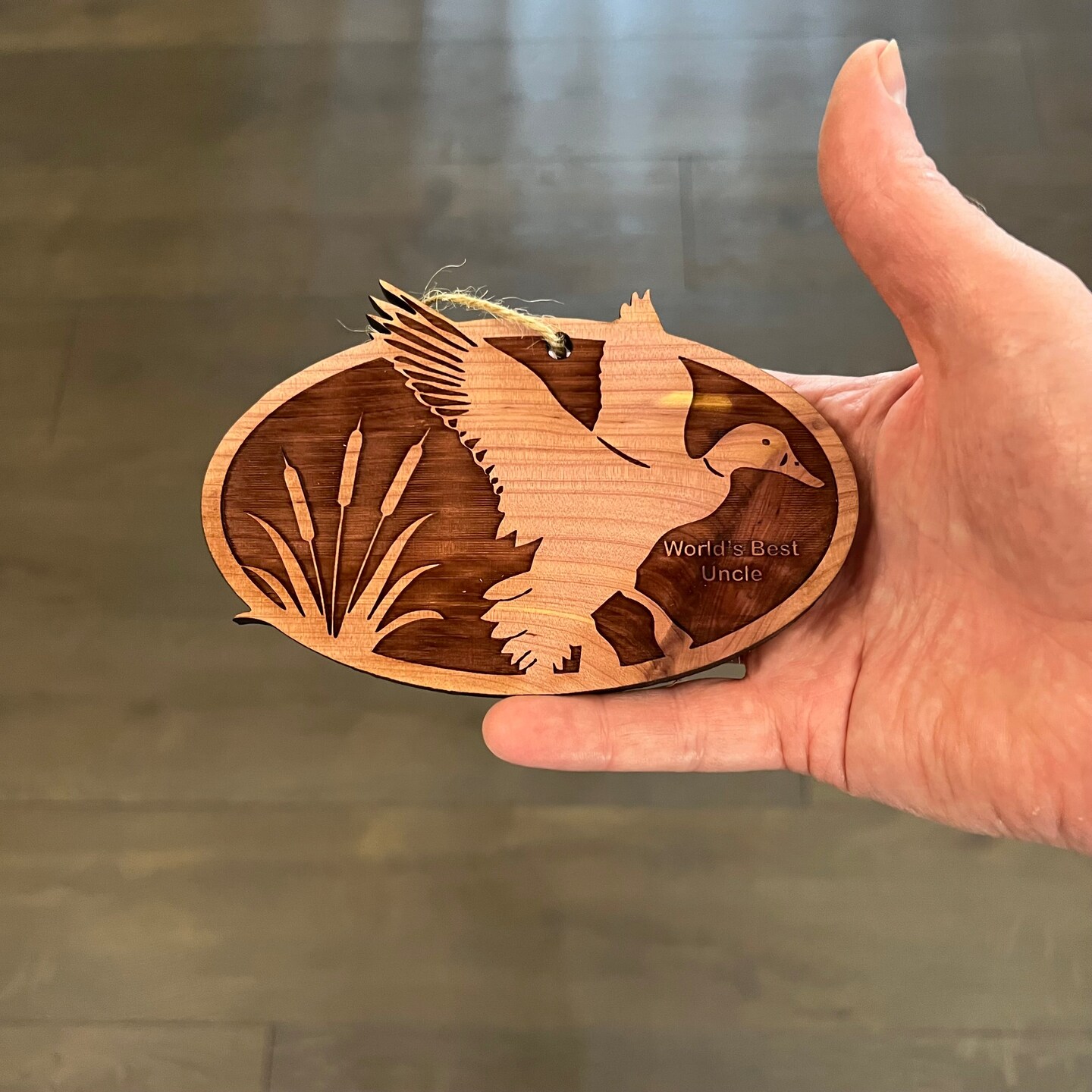Flying Duck Worlds Best Uncle - Cedar Ornament Flying Duck Worlds Best Uncle - Cedar Ornament