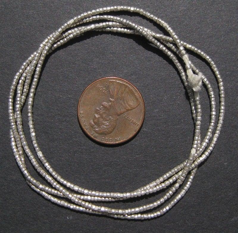 Silver Heishi Beads - Full Strand Ethiopian Metal Spacers for Jewelry Making - The Bead Chest (1.5mm)