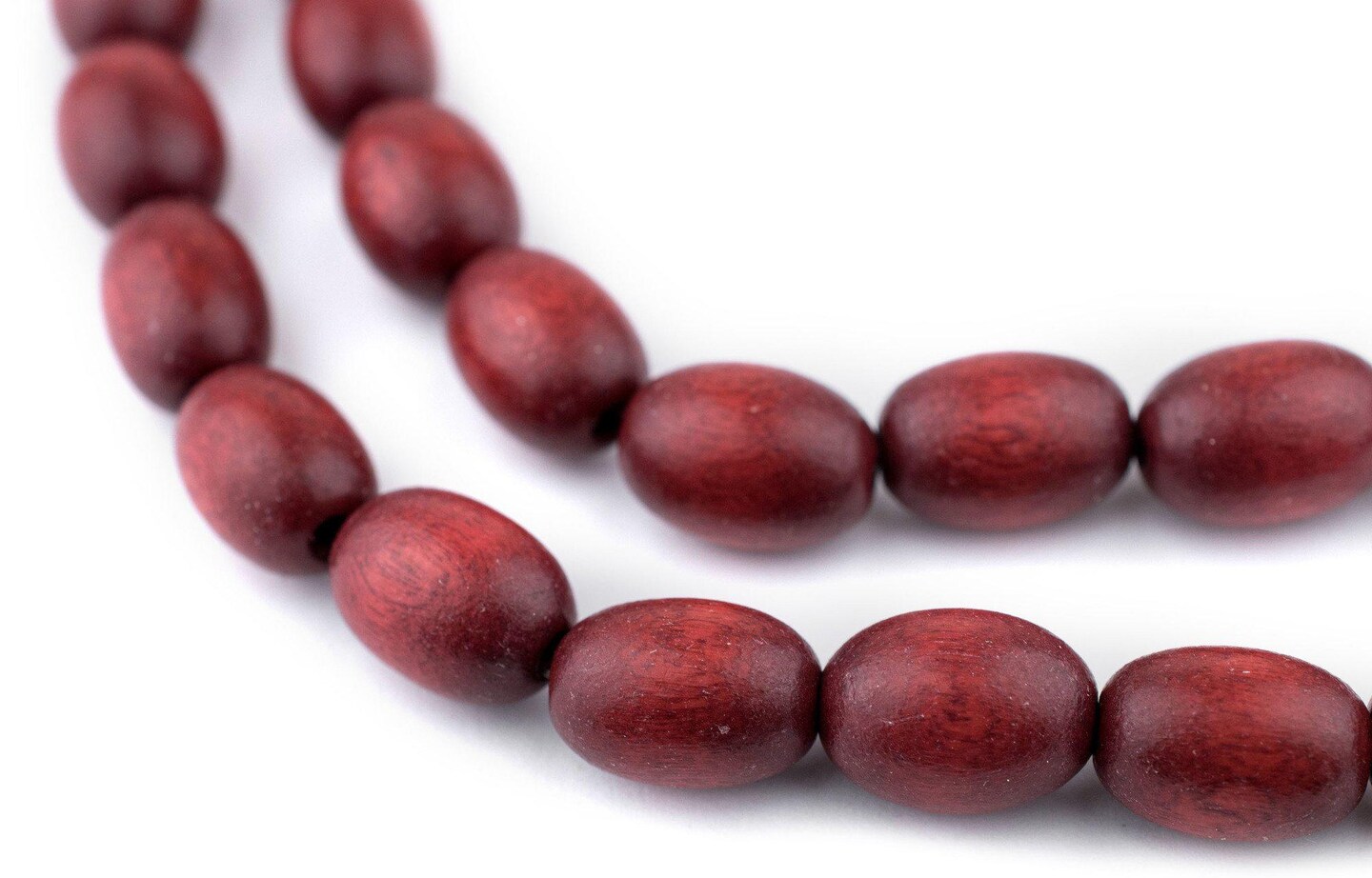 The Bead Chest Cherry Red Oval Natural Wood Beads (15x10mm): Organic Eco-Friendly Wooden Bead Strand for DIY Jewelry, Crafts, Necklace and Bracelet Making
