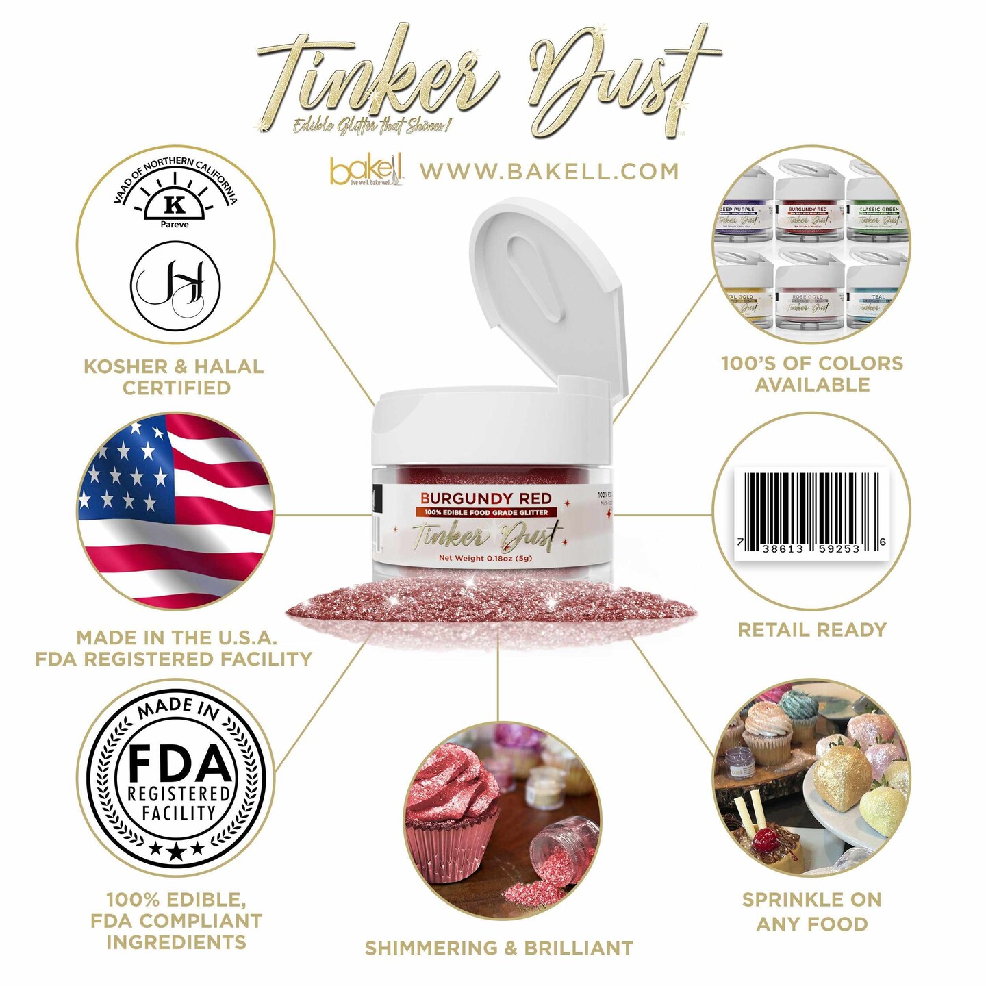 Burgundy Red Edible Glitter | Tinker Dust&#xAE; 5 Grams