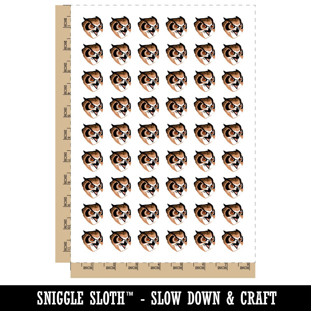 Fierce Horned Owl Head Temporary Tattoo Water Resistant Fake Body Art Set Collection (1 Sheet)