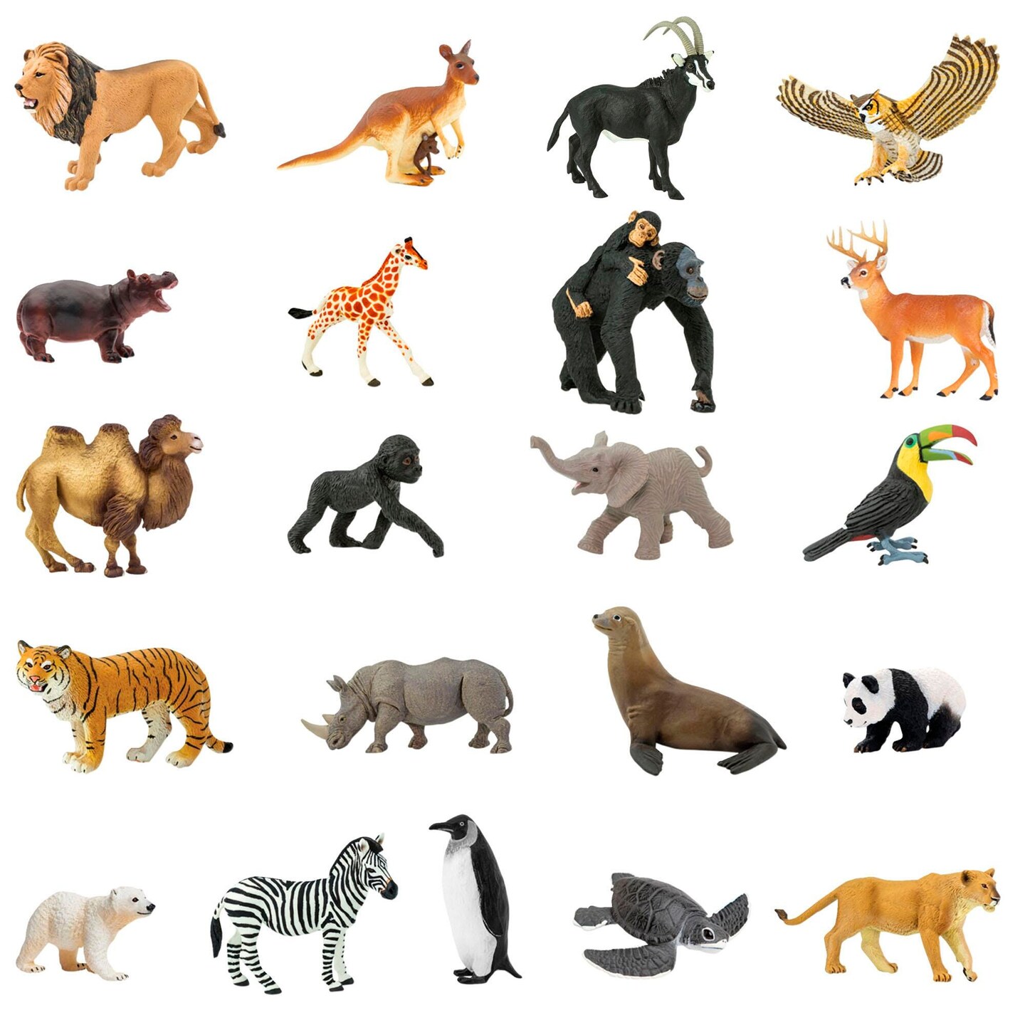 Childcraft Hand-Painted Zoo Animals, Assorted Types, Set of 21