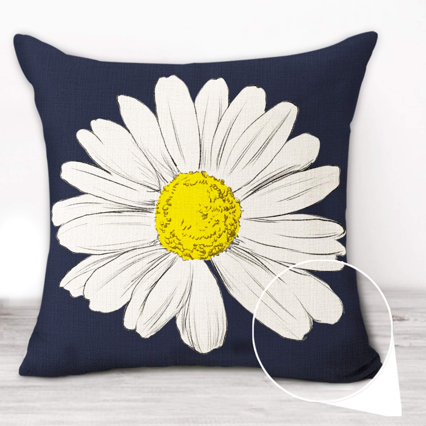 Decorative Dark Blue Pillow Covers 16x16 Inch Set of 4, Spring Summer Decorations for Home Sunflower Decor Pillows Blue Pillow Covers for Couch Sofa Indoor Outdoor Spring Summer Decor