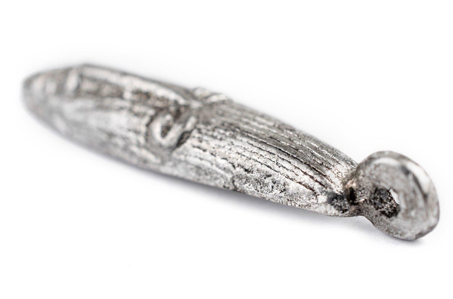 TheBeadChest Elongated Silver Mask Pendant from Africa (9x40mm): Genuine West African Mask Design for DIY Jewelry &#x26; Necklaces