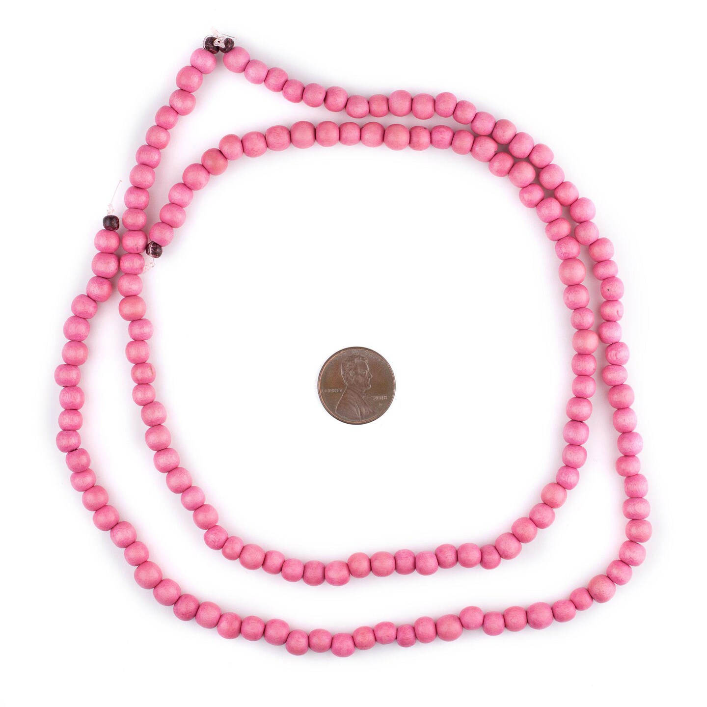 The Bead Chest Natural 6mm Wooden Beads in Pink - Neon for Jewelry Making – Round Loose Wood Spacer Beads I Approximately 75 Beads