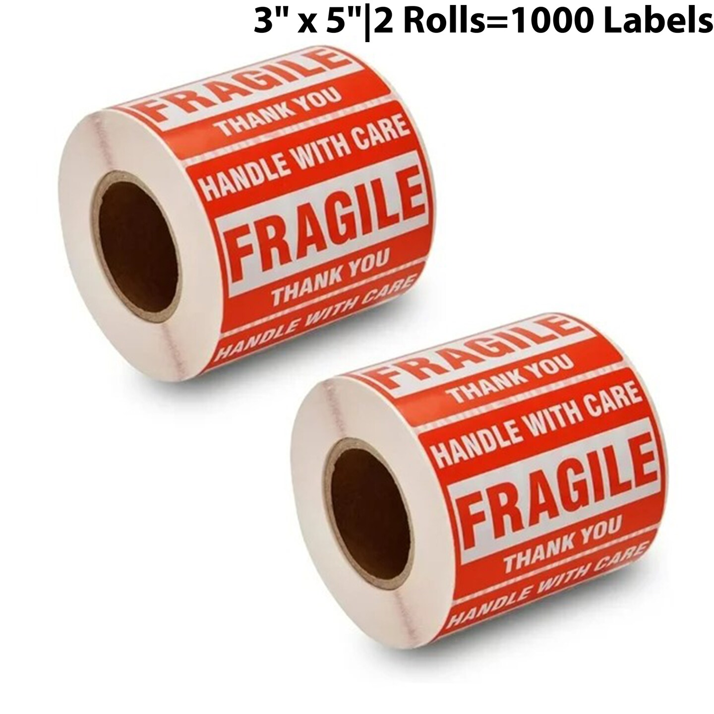 Self-Adhesive Shipping Stickers - &#x22;Handle With Care - Fragile - Thank You&#x22; | 2&#x22; x 3&#x22; Size [1 Rolls=500 Labels] | MINA&#xAE;