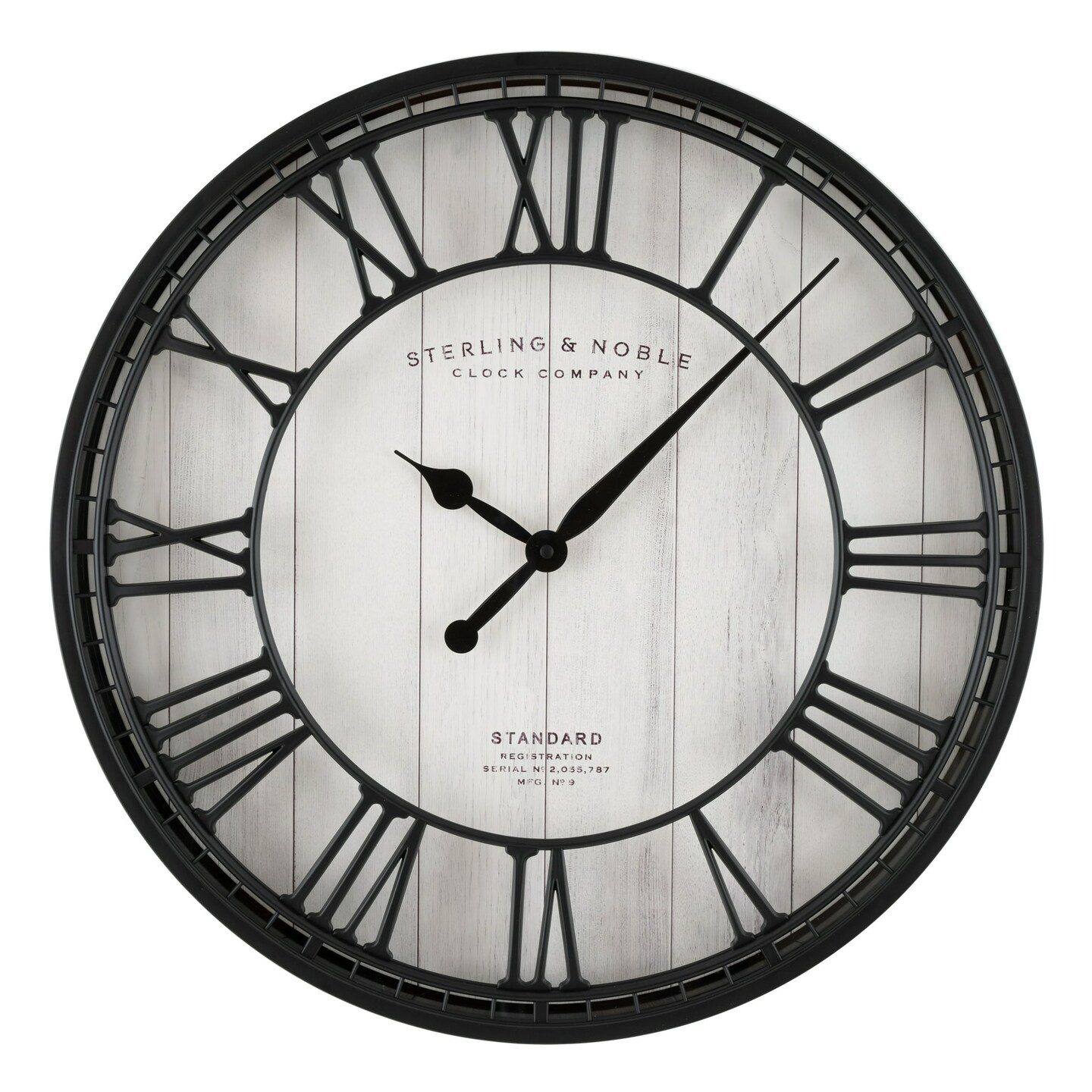 Better Homes &#x26; Gardens 20&#x22; Black and White Analog Round Raised Roman Numerals Grill Wall Clock