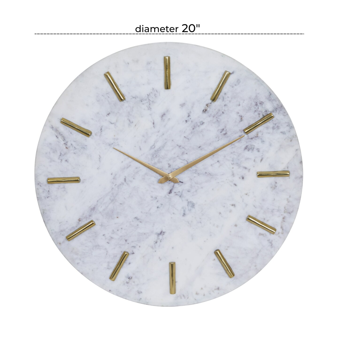 CosmoLiving by Cosmopolitan 20&#x22; White Marble Wall Clock with Gold Accents