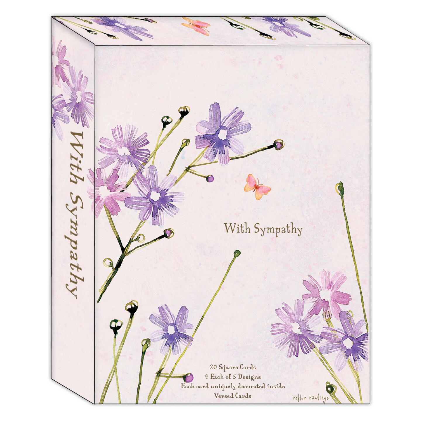 With Sympathy - Boxed Note Card Assortment - 20 Cards &#x26; 20 Envelopes