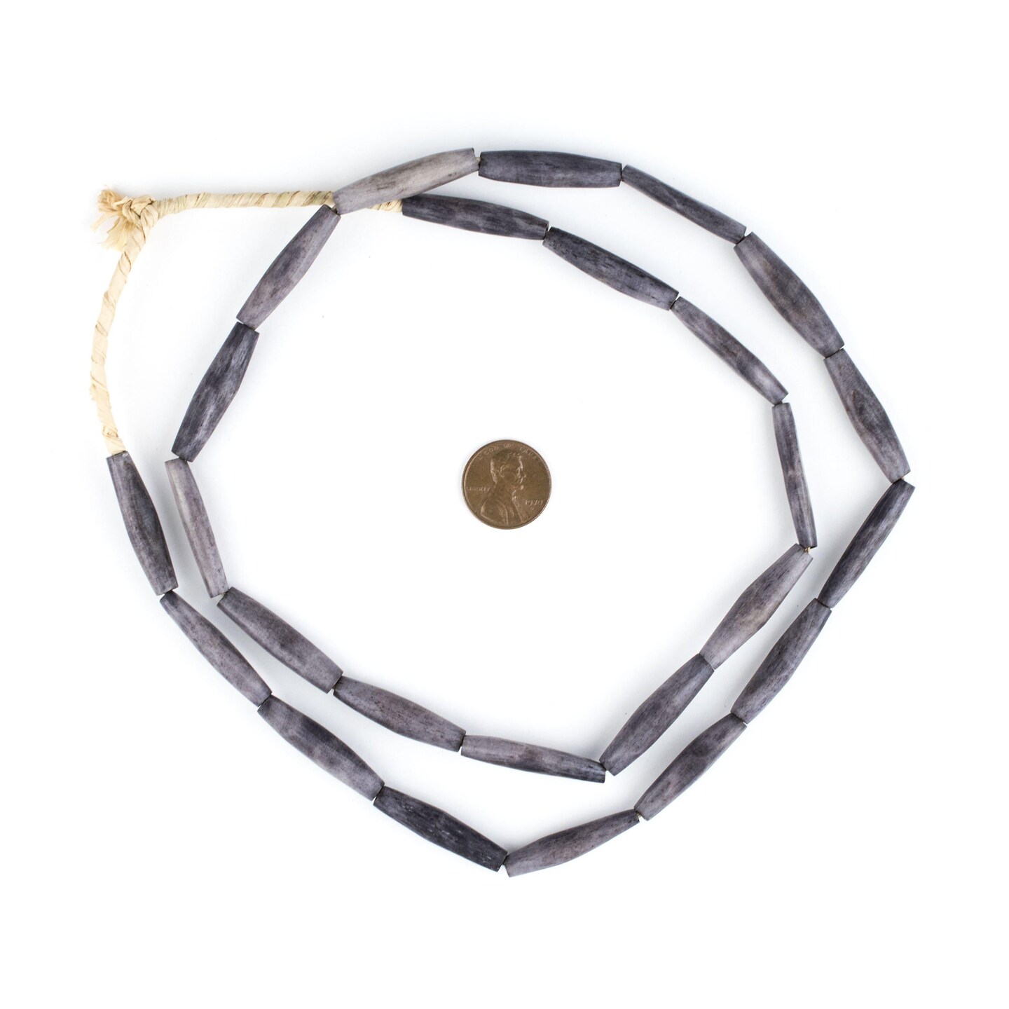 The Bead Chest Dark Grey Kenya Bone Beads Elongated 8mm African Tube Large Hole 32 Inch Strand Handmade