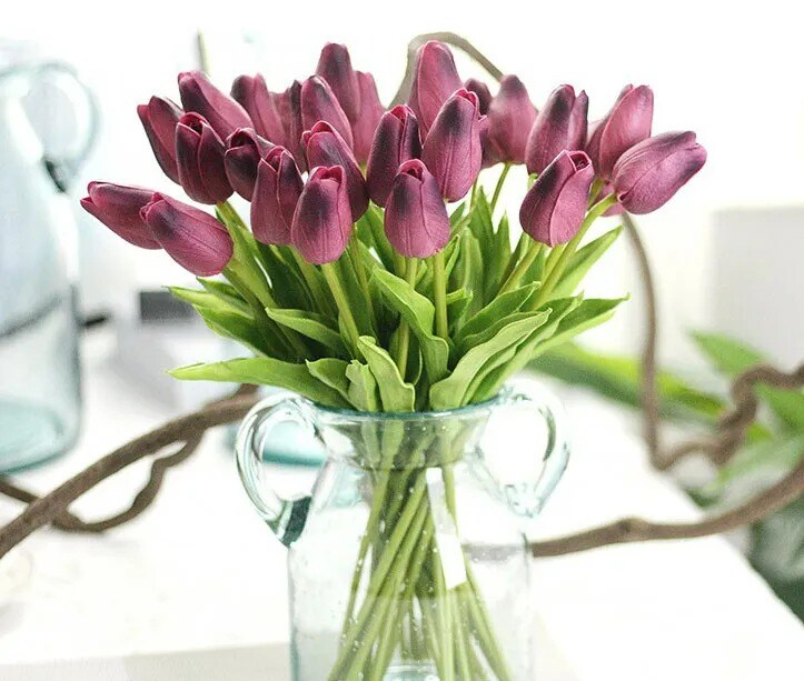 10 Artificial Tulips Flower Latex Real Touch Bridal Wedding Bouquet Home Decor