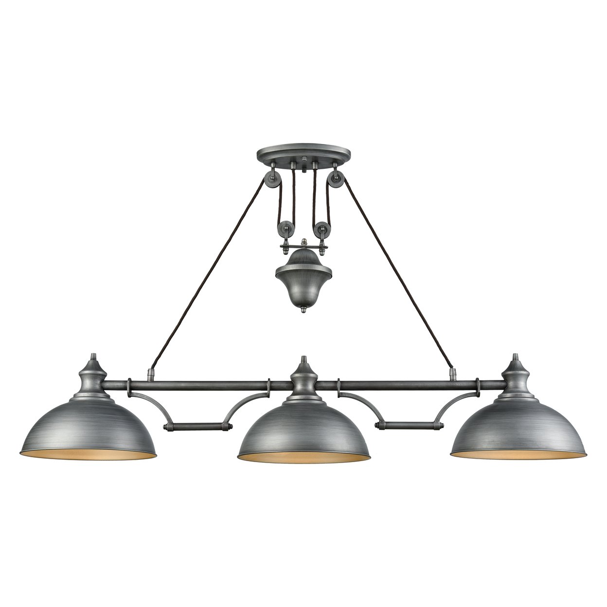 Elk Showroom Farmhouse 56 Wide 3-Light Linear Chandelier - Weathered Zinc
