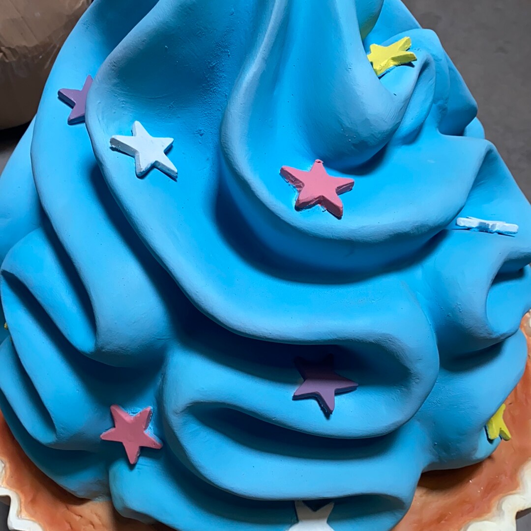 Blue Cupcake With Stars Over Sized Statue