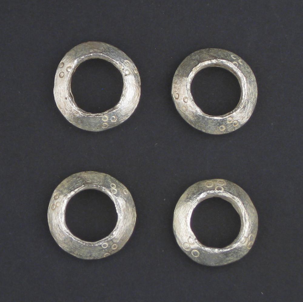 TheBeadChest Silver Ethiopian Wollo Rings (18mm) (Set of 4): Genuine Ethiopian Metal Ring Beads for DIY Jewelry