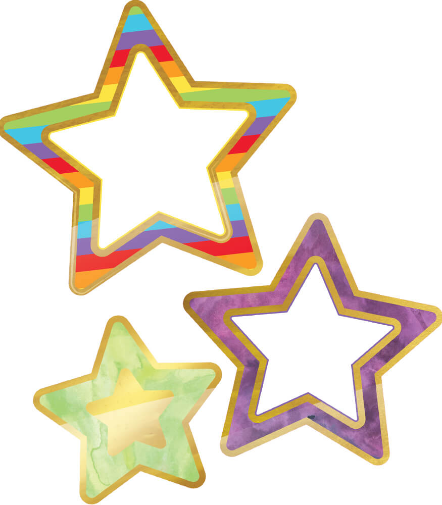 Carson Dellosa – Rainbow and Foil Stars Colorful Cut-Outs, Classroom Décor, 39 Pieces