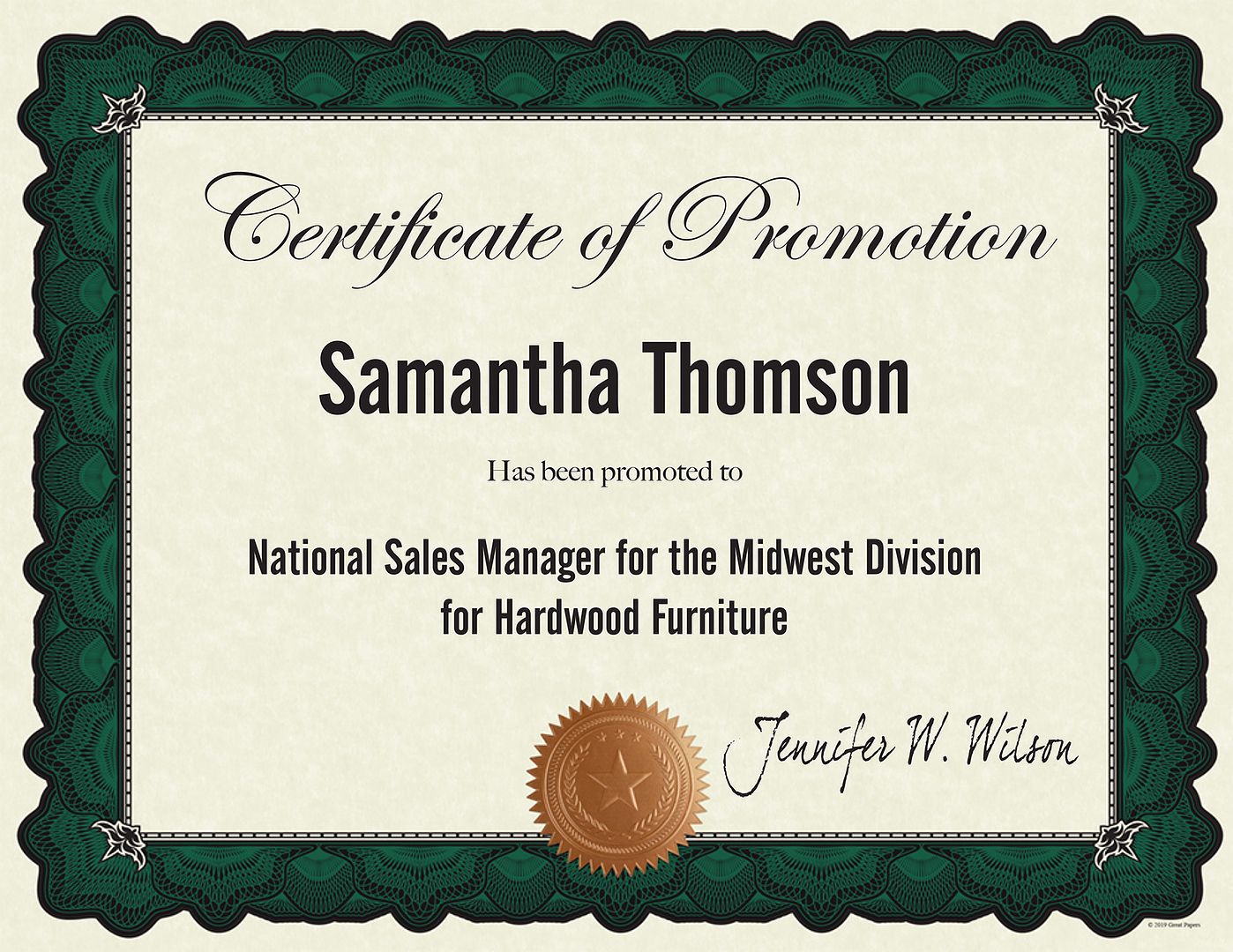 Great Papers! Cambridge Certificates with Copper Seal, Green Border, 8.5" x 11", Printer Compatible, 10 Count