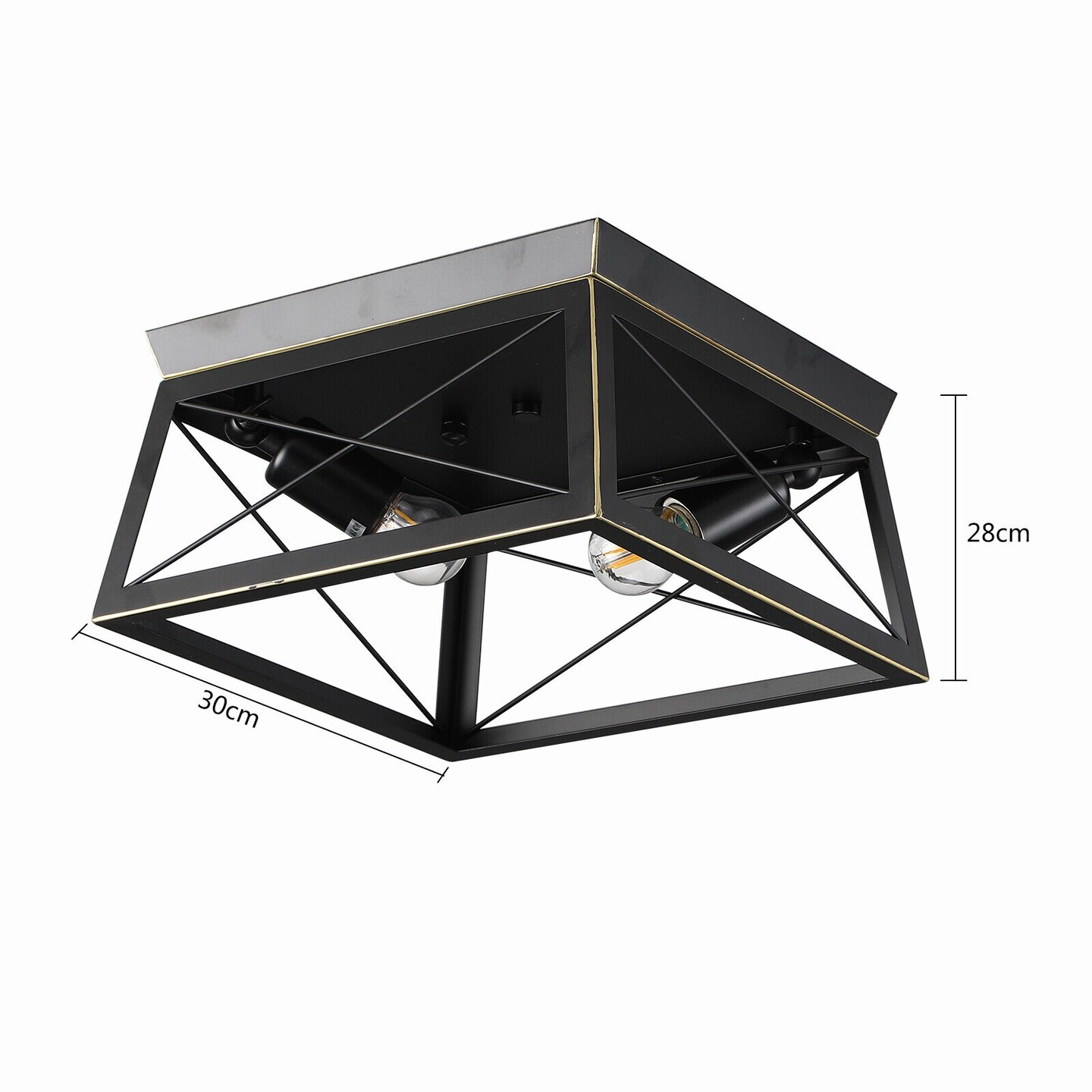 Kitcheniva 2-Light Black Flush Mount Lamp Fixture