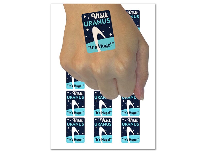 Visit Uranus Science Fiction Destination Temporary Tattoo Water Resistant Fake Body Art Set Collection (1 Sheet)