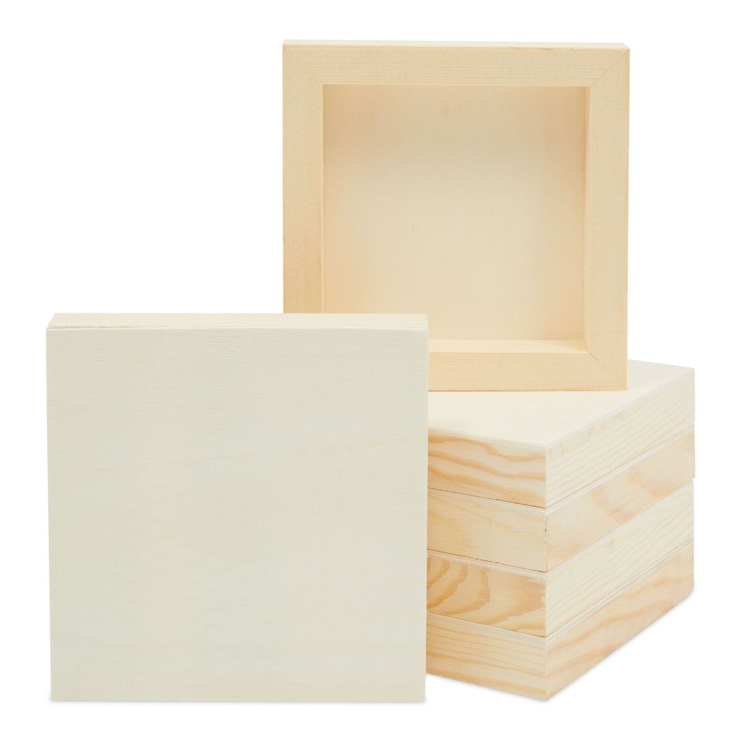 6 Pack Unfinished Wood Canvas Boards for Painting 5x5 Panels
